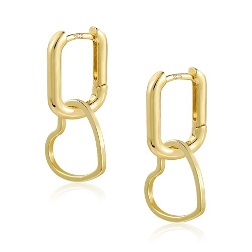 ALEXCRAFT 14K Eckige Gold Goldener Vergoldete Geschenk für Frauen Freundin Mama Mädchen