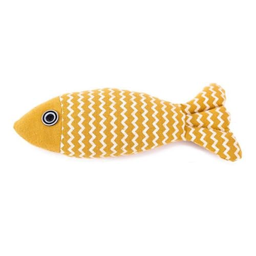 Rocky Green Katzenminze-Fisch ein selbstberuhigendes Produkt für Katzen gefüllt mit natürlicher Katzenminze aus strapazierfähigem Segeltuch gelb
