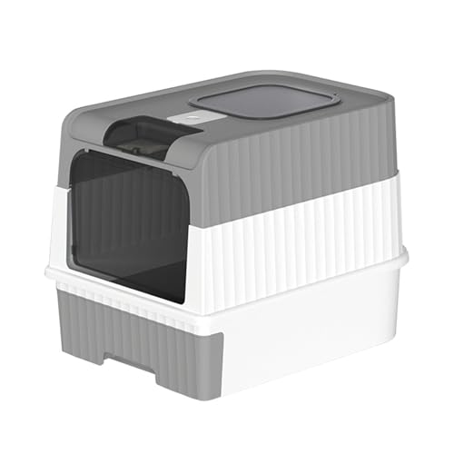 Shakub Katzenklo Hoher Rand 49 L x 35 W x 37 H cm Katzenklo mit Deckel Auslaufsicher Katzentoilette Groß Katzentoilette mit Katzenstreuschaufel Cat Litter Box für Katzen bis 7.5 kg
