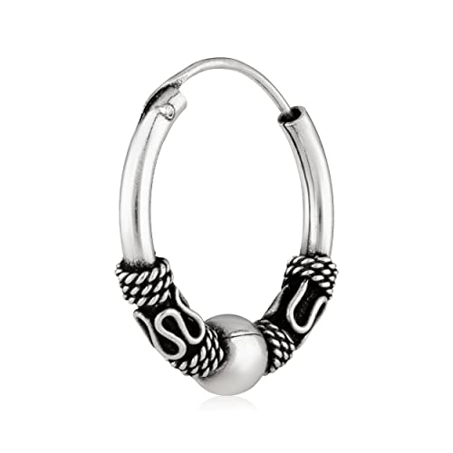 NKlaus Einzel Wikinger Creole mit Kugel 925 Silber Celtic 20mm Gothic Ohrring 3020