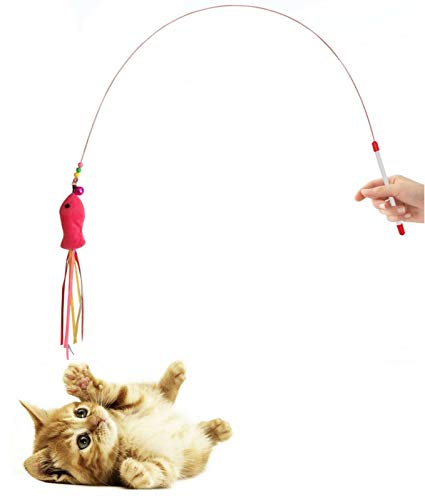 Diawell Katzenangel mit Glocke Angel Spielangel für Katzen Katzenspielzeug Katze Spielzeug Fisch