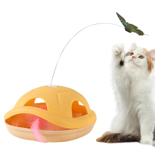Cat Wand Pet Teaser 7.09x6.3x9.84 Inches Battery Operated Design and Butterfly Simulation Feature Interactive Toy for Hunting Practice Entertainment Playtime Kitten Development Indoor Cat Use