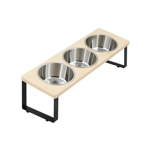 Erhöhter Katzennapf Wassernapf Eisenrahmen Dreifach-Schlitznapf 3 Edelstahlnäpfe geeignet for Katzen