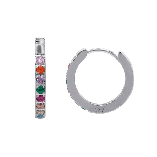 Heideman Ohrringe Hedda Damen - aus hochwertigem Edelstahl silber farbend poliert - Creolen mit bunten Zirkonia Steinen für Frauen - 16mm Durchmesser