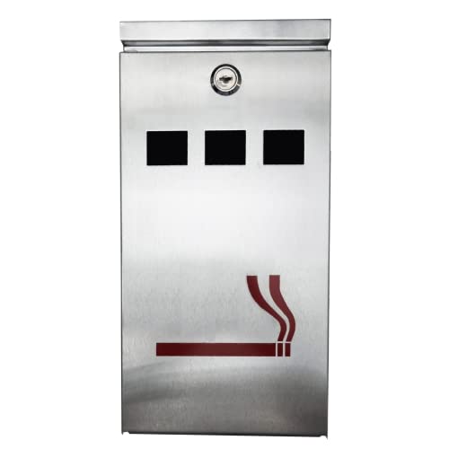FURNISHED Silberfarbener Wandmontage für den Außenbereich mit Zigaretten-Aschenbecher aus Edelstahl Metall Silber