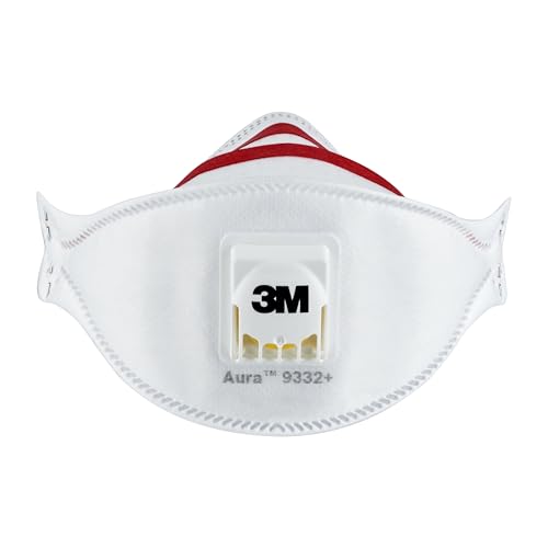 3M 9332 C Aura Partikelmaske für Dämm- und Hartholzarbeiten Schutzstufe FFP3 optimal für Brillenträger 1 Stück
