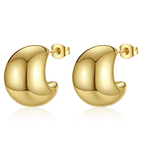 YeGieonr Chunky Gold Ohrringe Dupes für Damen Leichte Edelstahl Waterdrop Hohle Offene Creolen mit 18K Echtem Vergoldete Hypoallergene Modeschmuckgeschenke für Frauen und Mädchen