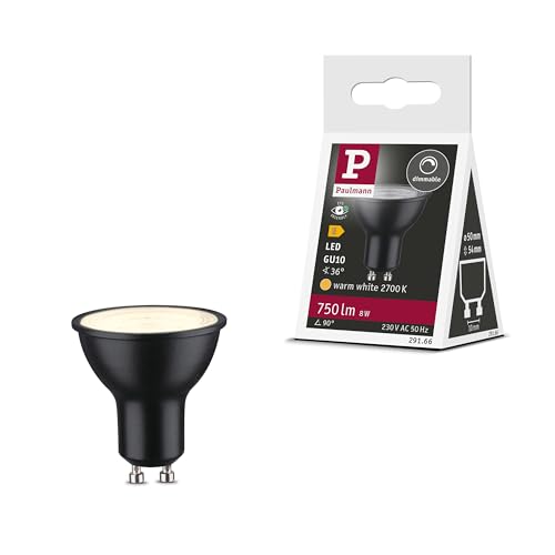 Paulmann 29166 Standard 230V LED Reflektor GU10 750lm 8W 2700K dimmbar Schwarz matt 36 Leuchtmittel RAL9004