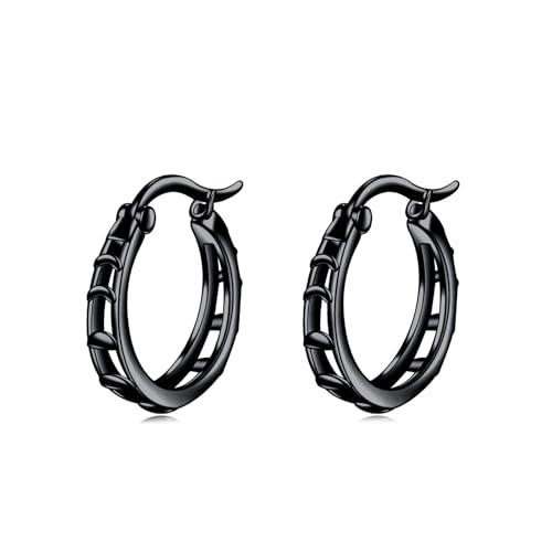 Mond-Creolen Sterlingsilber Mondphasen-Ohrringe schwarz kleiner himmlischer Schmuck für Frauen