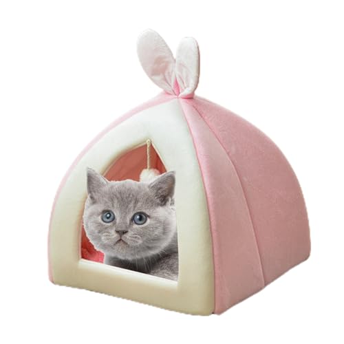 Katzenhaus KuschelhÃ¶hle Katze Katzen HÃ¶hle Kleines Katzenbett Katzenhaus Hasenohr-Design Kitty-Katzenbett Halbgeschlossenes Bequemes Katzennest Mit Pompon FÃ¼r Katzen Kleine Hunde
