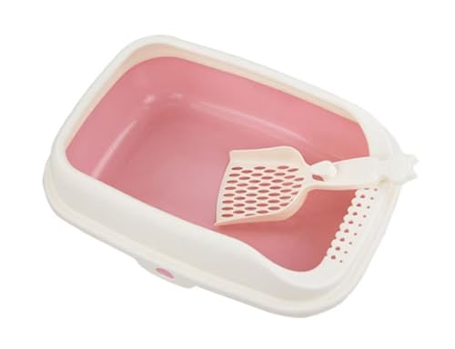 DETPWVWB Große Katzentoilette mit offener Oberseite Tiefe Katzentoilette for Kätzchen Hamster Kaninchen und Kleintiere Pink