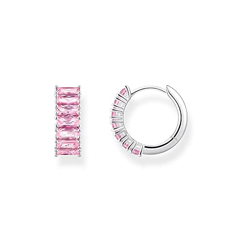 Thomas Sabo Creolen mit pinken Steinen aus 925er Sterling-Silber Höhe 17mm CR667-051-9