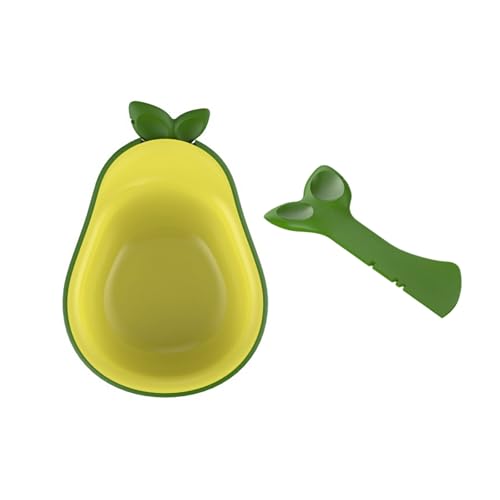 Futternapf mit dreifacher Verwendung Avocado-Design auslaufsicherer Boden Futter- Wassernapf Dosenöffner für kleine Haustiere platzsparendes Katzenfutter-Set
