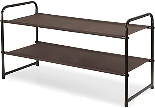 GAXQFEI Schuhständer Stapelbarer Schuhgestell Expandierbarer Exi25C-Verstellbarer Stoff-Schuhregal-Speicherorganisator Bronze 1