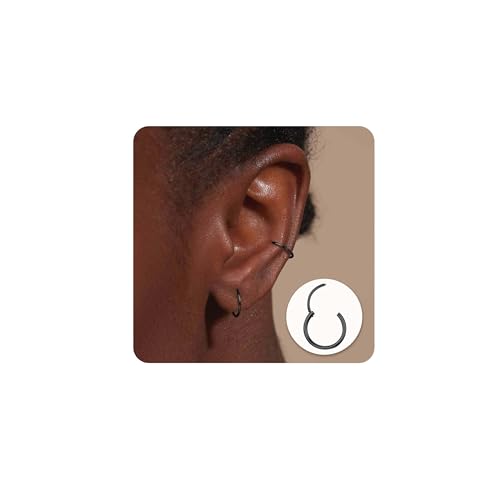 MILACOLATO G23 für Hypoallergenes Kleine Schwarz Piercing Ohr Piercings Knorpel Daith Tragus Septum Piercing Ring 8mm