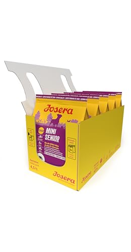 JOSERA MiniSenior 5 x 900 g Senior Mini Premium Trockenfutter für ausgewachsene ältere Hunde Kleiner Rassen Lachs Kartoffel Kleine Kroketten getreidefrei Hundefutter 5er Pack
