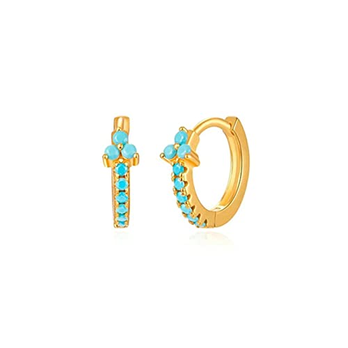 Ayoiow 925 Ohrringe Creolen Echt Silber Ohrringe fÃ¼r MÃ¤dchen Kleeblatt mit TÃ¼rkis Ohrringe Gold Ohrschmuck MÃ¤dchen