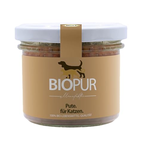 BIOPUR Premiumglas für Katzen Pute mit Karotten Katzenminze - 12 x 100 g