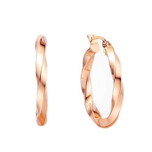 Epinki Echtes Creole Hoop Rotgold Au375 9 Karat Klassiker Ohrringe Weihnachten Ohrstecker Damen Vintage 9K Rosegold