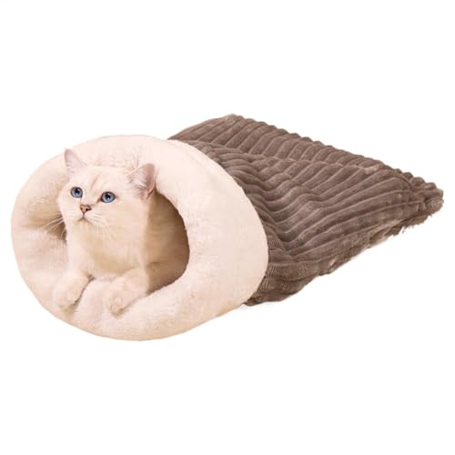 Schlafsack für Katzen Winterschlafsack für Katzen warmes Bett aus Plüsch halbgeschlossen weiche und bequeme Tasche für Katzen und kleine Haustiere bequemer und großer Schlafsack