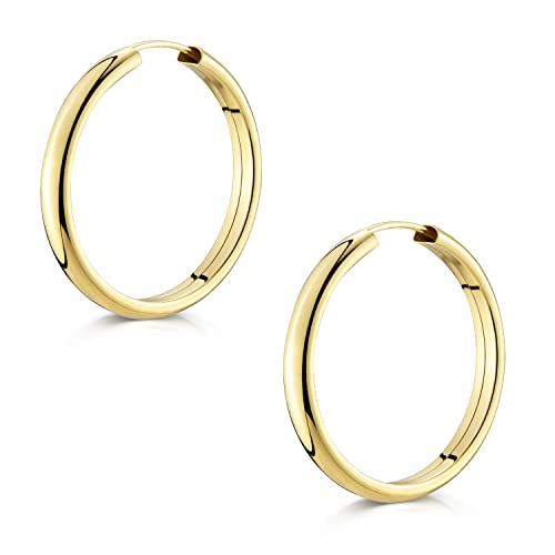 Materia Damen Creolen Silber 925 vergoldet 4mm breit 30mm Durchmesser SO-81