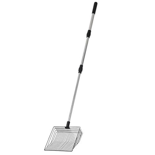 Hühnerstall - Katzenstreu mit ausziehbarem Griff - Ergonomische Schwerlastschaufel aus feinem Netz für Bauernhof im Freien von Hunden und Katzen
