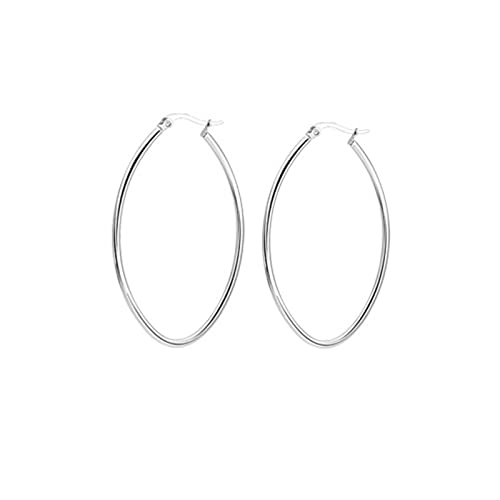 Lieson Titan Ohrringe Damen Creolen Damen Silber Ohrringe Elegante Rund 30MM