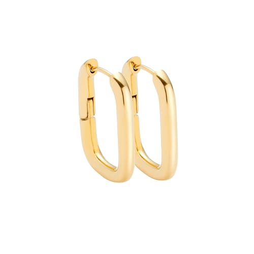  BY LEONARDO Ohrringe Bernice 1 Paar Creolen aus goldfarbenem Edelstahl geometrische Form kombinierbar mit Beauty s Charms Geschenk für Frauen 025454