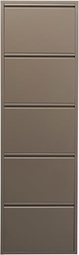 Kare Design Schuhschrank Caruso Taupe Metall mit 5 Klappen Schuhablage für 10 Paar Schuhe schmal platzsparend hoch Schuhregal Eingangsbereich 170x50x15 cm H B T
