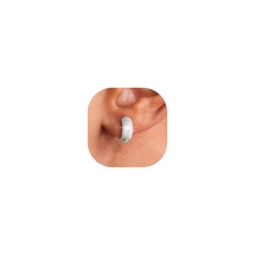 HANLI Ohrringe Creolen Silber 925 Damen Herren - 14K White Gold Vergoldet mit Cubic Zirkonia Hypoallergen Wasserfest Modeschmuck Creolen Ohrringer für Männer Schmuck