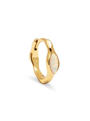SINGULARU - Einzelner Creolen-Ohrring Hope. Messing mit 18 Kt Goldbeschichtung und synthetischem Stein. Schmuck für Damen.