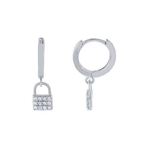 KJHFD Jewelry for Women Damen-Silberohrringe echter 925er-Sterlingsilber-Ohrring Damen-Bling-Kristall-Schloss-Anhänger-Creolen-Ohrring personalisierte Pendientes-Ohrringe Women s Jewelry
