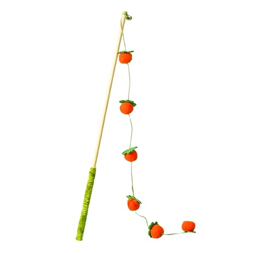 Katzenspielzeug Angel - Interaktiver Spielstab Mit Frucht-Design Baumwollseil Katzenangel Für Wohnungskatzen Jagdinstinkt Training Robuster Stab Gegen Langeweile Für Kätzchen Und Katzen