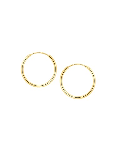 My Gold Damen Mädchen Creolen Ohrringe Gold 585 Echtes Gelbgold 14 Karat 15mm Goldohrringe Leyla C-04110-G401