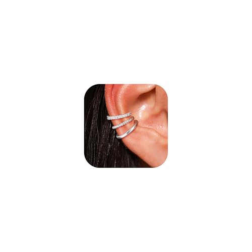 Goldene Ohrmanschetten-Ohrringe für Frauen kein Piercing Clip-on-Ohrringe zierlich 14 Karat Gold Sterlingsilber vergoldet Zirkonia Huggie-Creolen für Frauen kein Anlaufen trendiges