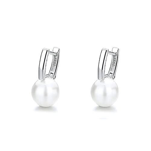 Perlen Creolen für Damen 925 Sterling Silber Ohrringe Hypoallergen Huggies Creolen Perlenohrringe Perlen Ohrringe Hängend
