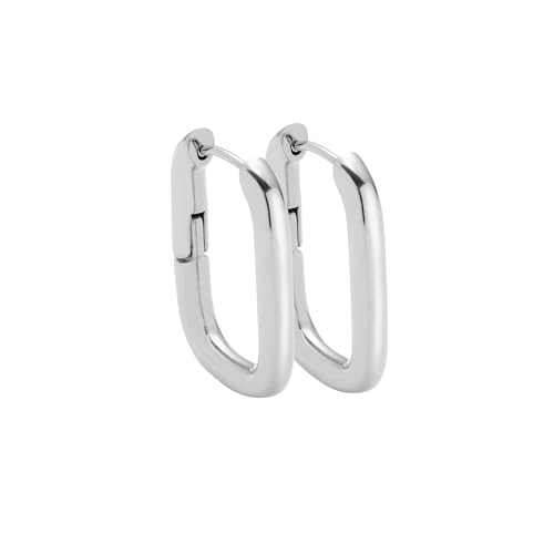 JEWELS BY LEONARDO Ohrringe Bernice 1 Paar Creolen aus silberfarbenem Edelstahl geometrische Form kombinierbar mit Beauty s Charms Schmuck Geschenk für Frauen 025453