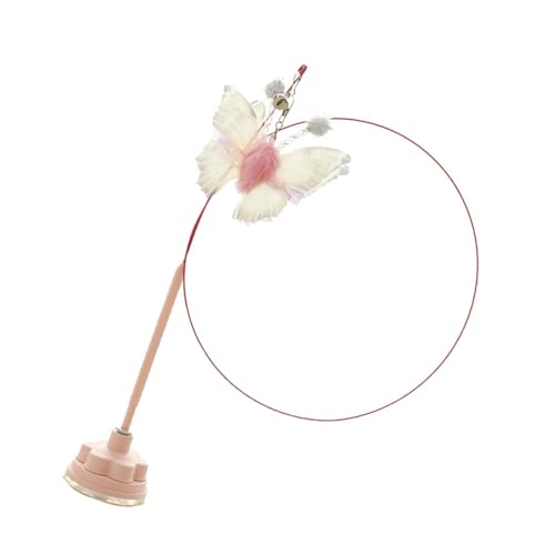 GAOFESA Saugnapf Katzenspielzeug interaktiv Katzenstab Spielzeug Schmetterling Katzen Teaser Stick zur Verbesserung der Interaktion Saugnapf Katzenspielzeug