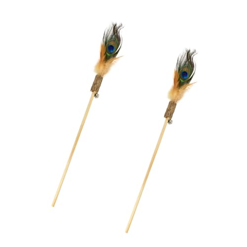 ifundom 2 Stück Katzenspielzeug Federwedel Katzenangel Interaktives Federspielzeug Haustierkatzenfänger für Kätzchen