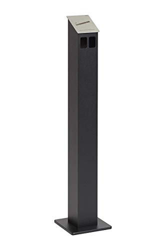 HISKA Standascher Aluminium Pulverbeschichtet Schwarz Ral 9005 fs Groß für draußen Freistehend in 5 Verschiedenen Farben