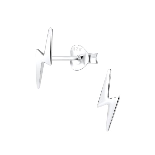 Monkimau - Blitz Ohrringe Ohrstecker Ohrschmuck - aus 925 Sterling Silber - für Damen und Mädchen - handgefertigt hypoallergen und kleine Geschenkidee