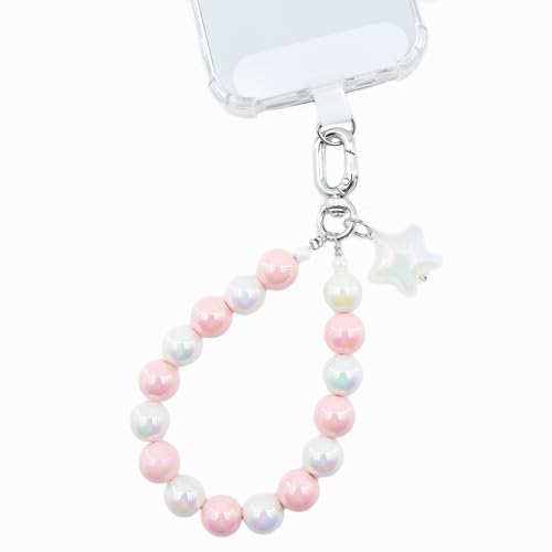 Qyoocomänger Bunt Kurzüsselband Abnehmbares Geeignet für alle Smartphones 2 Patch Weiss Rosa 14mm