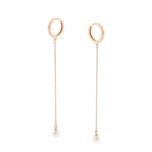 Golders Creolen Ketten-Ohrhänger 585 Rotgold mit Perlen Ohrringe echtgold