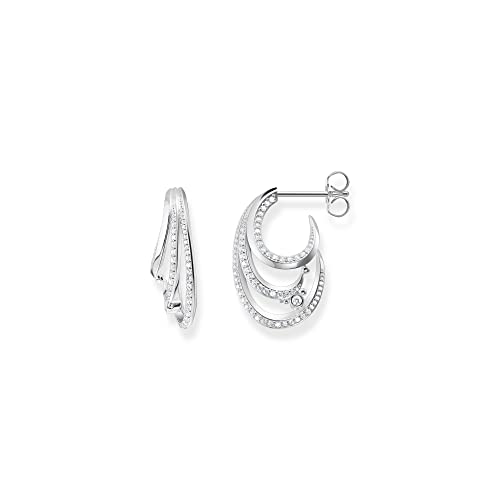 THOMAS SABO Damen Creolen Welle weißen Steinen 925 Sterlingsilber H2230 051 14