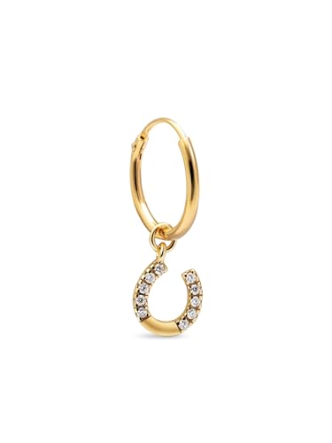 SINGULARU   Einzelner Ohrring Creole Hufeisen. Sterlingsilber 18 Kt Goldbeschichtung Zirkonia. Schmuck für Damen