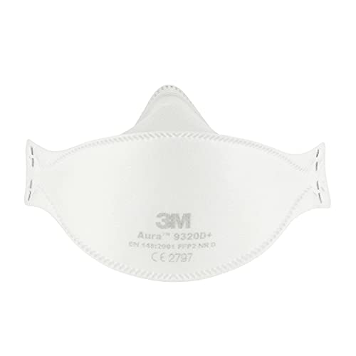 3M Aura 9320D FFP2 Atemschutz-Maske Einweg-Partikel-Atemschutzmaske FFP2-Maske ohne Ventil 5 Stück Karton