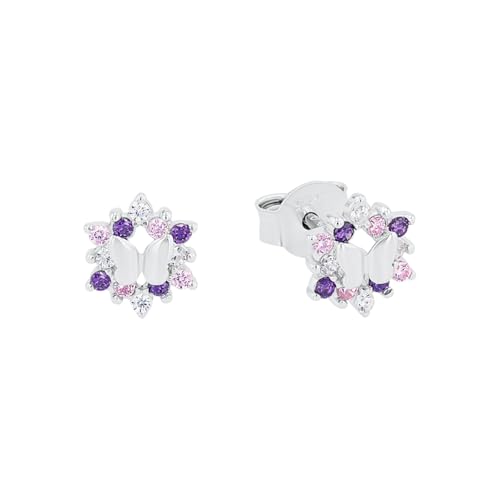 Prinzessin Lillifee Ohrstecker 925 Sterling Silber Mädchen Kinder Ohrschmuck mit Zirkonia synth. 0 7 cm Lila Schmetterling Kommt in Schmuck Geschenk Box 9245598