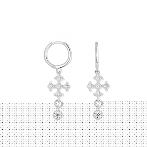 Jewelry Damen-Silberohrringe 100% 925er Sterlingsilber Cz-Hänge-Creolen luxuriöser Bling-Charm edler Schmuck Accessoires für Frau Party Verlobungsgeschenk Jewelry for Girls