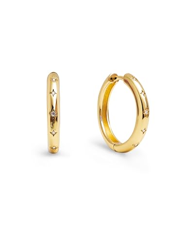 SINGULARU   Astra L. Messing 18 Kt Vergoldeter Beschichtung Zirkonia. Schmuck für Damen.