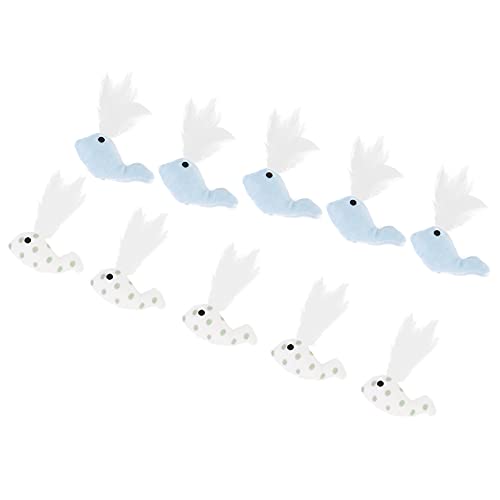 OKOVO 10 Stück Haustier-Katzenspielzeug weiche Plüschtiere Fische mit Feder für interaktives Spielzeug-Set